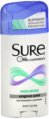 Sure Anti-Perspirant Deodorant Original Solid Unscented - 2.7 oz