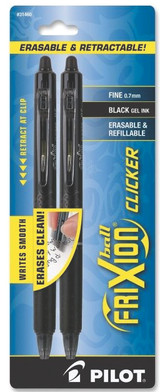 Frixion Clicker Retractable Erasable Gel Pens - Black, 2 pk Fine