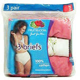 Ladies' Colored Cotton Briefs 3-Pack Underwear - Size 10, Assorted