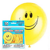 Deluxe Silk Screen Imprint Balloons - Yellow Happy Face, 12"