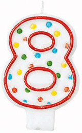 Polka Dot Birthday Candles - #8, 3"