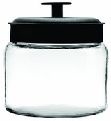 Montana Jar / Canister w/Black Lid - Clear/Black, 64 oz