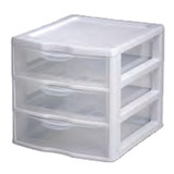 Mini Storage Organizer - Clear/White, 3 Drawer