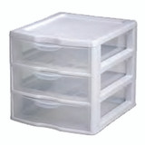 Mini Storage Organizer - Clear/White, 3 Drawer