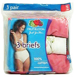 Ladies' Colored Cotton Briefs 3-Pack Underwear - Size 7, Assorted