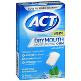 ACT Dry Mouth Moisturizing Gum With Xylitol Sugar Free Soothing Mint - 20 ct