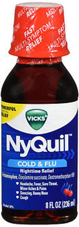 Vicks NyQuil Cold Flu Nighttime Relief Liquid Cherry - 8 oz