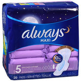Always Maxi Pads Overnight Extra Heavy Flow - 20 ct