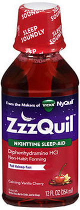 ZzzQuil Nighttime Sleep-Aid Liquid Calming Vanilla Cherry - 12 oz