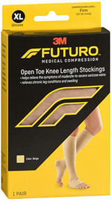 Futuro Therapeutic Open Toe Knee Length Stockings Firm XLarge Beige