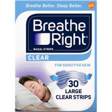 Breathe Right Nasal Strips Clear for Sensitive Skin Large - 30 Strips