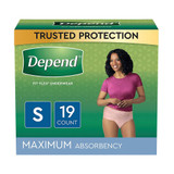 Depend Fit-Flex Underwear for Women Small Maximum Absorbency - 2 Packs of 19 ct