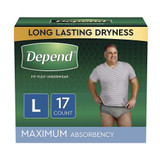 Depend Fit-Flex Underwear for Men Large Maximum Absorbency - 2 pks of 17 ct