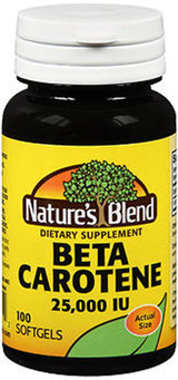 Nature's Blend Beta Carotene 25000 IU - 100 Soft Gels