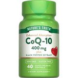 Nature's Truth Enhanced Absorption CoQ-10 400mg Plus Black Pepper Extract Quick Release Softgels - 40 ct