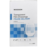 McKesson Transparent Film Dressings Frame Delivery 6"x8" - 10ct