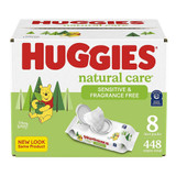 Huggies Natural Care Wipes Fragrance Free - 8 packs of 56 wipes
