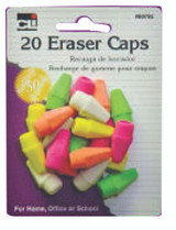 Charles Leonard Pencil Eraser Caps, Neon, Assorted, 20-Pack (80792)