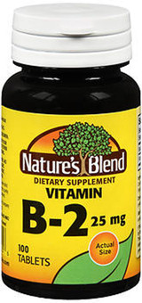 Nature's Blend Vitamin B2 25 mg Tablets - 100 ct