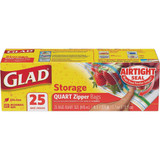 Glad Food Storage Zipper, Qt, 25 ct