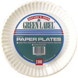 Green Label Paper Plate, 6" White, 100 ct