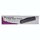 3 Hole Paper Punch- Adjustable 12 Sheet Capacity, Black