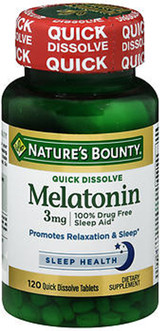 Nature's Bounty Melatonin 3 mg Quick Dissolve Tablets Triple Strength Cherry Flavored- 120 ct