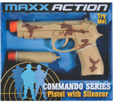 9 MM Toy Gun w/ Silencer and Sounds, Batteries Included