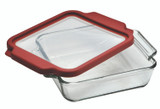 Anchor Hocking 8-Inch Square Glass Baking Dish with Cherry TrueFit Lid
