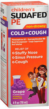 Sudafed PE Children's Cold Cough Liquid Grape - 4 oz