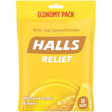 Halls Mentho-Lyptus Drops Honey-Lemon - 80 ct