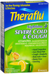 Theraflu Severe Cold & Cough Powder Packets Nighttime Honey Lemon Infused with Chamomile & White Tea Flavors - 6 ct