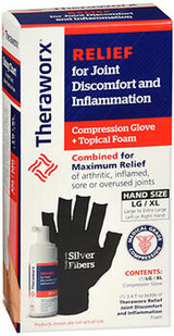 Theraworx Relief for Joint Discomfort and Inflammation Compression Glove + Topical Foam LG/XL