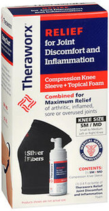 Theraworx Relief for Joint Discomfort and Inflammation Compression Knee Sleeve + Topical Foam SM/MD