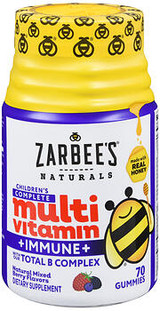 Zarbee's Naturals Children's Complete Multivitamin + Immune Gummies Natural Mixed Berry Flavors - 70 ct