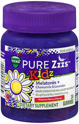 Vicks Pure Zzzs Kidz Gummies Natural Berry Flavor - 24 ct