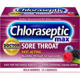 Chloraseptic Max Sore Throat Lozenges Wild Berries - 15 ct