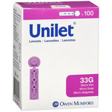 Unilet Lancets 33 Gauge Micro Thin - 100 ct