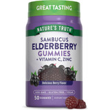 Nature's Truth Sambucus Black Elderberry + Vitamin C & Zinc Berry Flavor - 50 Gummies