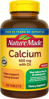 Nature Made Calcium 600 mg + D3 Tablets  - 220 ct
