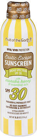 Fruit of the Earth Cabana Beach Club Exotic Escape SPF 30 with Manuka Honey & Essential Oils Sunscreen Spray - 5.5 oz