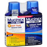 Mucinex Fast-Max Day Time & Night Time Cold & Flu Liquid Maximum Strength, 2 - 6 oz Bottle Pack