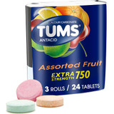 Tums Extra Strength 750 Antacid with Calcium Chewable Tablets Assorted Fruit - 12 Ct.