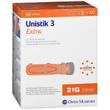 Owen Mumford Unistik 3 Extra Safety Lancets 21G 2.0mm - 100 ct