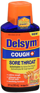 Delsym Cough + Sore Throat Liquid Honey Flavor - 6 oz