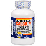 Basic Vitamins Liquid Filled Calcium 1200 With1000 IU Vitamin D Softgels - 60 ct