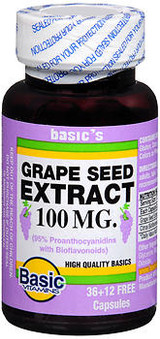 Basic Vitamins Grape Seed Extract 100 mg Capsules - 48 ct