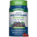 Nature's Truth Men's Multivitamin + B-12, D3, Zinc Gummies Natural Blueberry Flavor - 70 ct