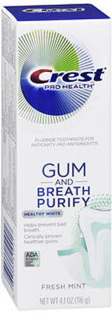 Crest Pro-Health Gum and Breath Purify Healthy White Fluoride Toothpaste Fresh Mint - 3.7 oz