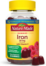 Nature Made Iron 18 mg with Vitamin C Gummies Raspberry - 60 ct